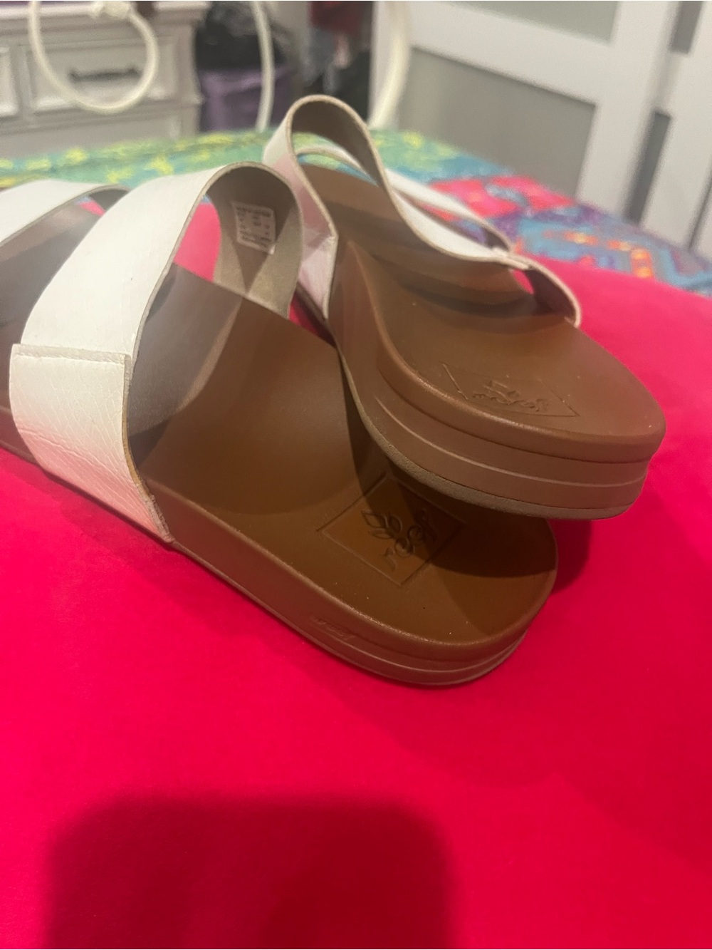 Reef Women's White Double-Strap Slide Sandals with Brown Footbed - Picture 3 of 3